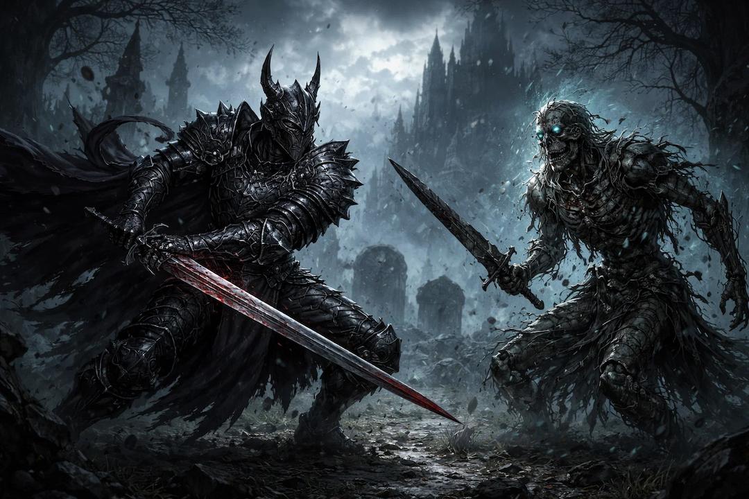 Omnæs Dæmones concept art — Omni-Knight in gothic plate armor